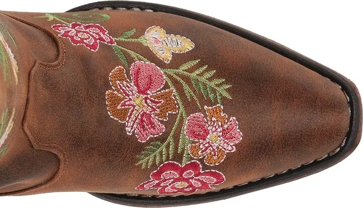 Roper Riley Floral Cowboy Women's Boots Vintage Cognac Faux Leather : 5 B - Medium, Synthetic - Image 3