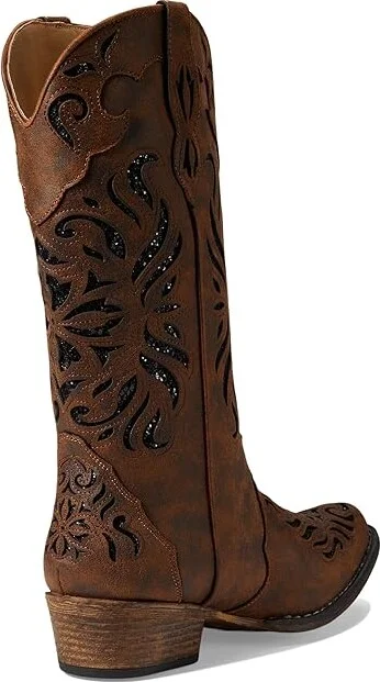 Roper Riley Glitz Cowboy Women's Boots Brown : 6.5 B - Medium, Leather/Textile - Image 4