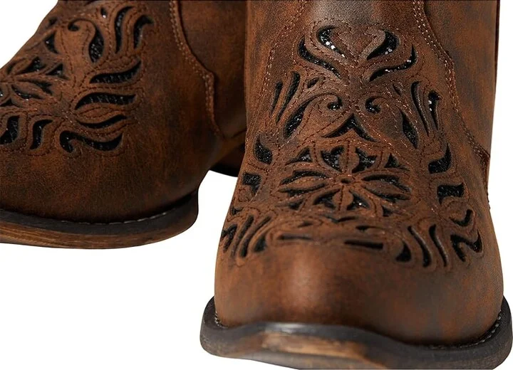 Roper Riley Glitz Cowboy Women's Boots Brown : 6.5 B - Medium, Leather/Textile - Image 5