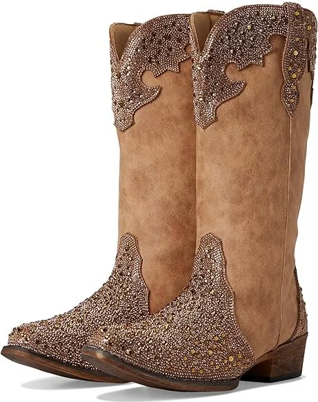Roper Riley Jewells Cowboy Women's Boots Tan : 7 B - Medium, Leather