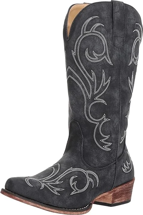 Roper Riley Women's Dress Shoes Black Faux Leather/All Over Embroidery : 10 M, Synthetic - Image 2