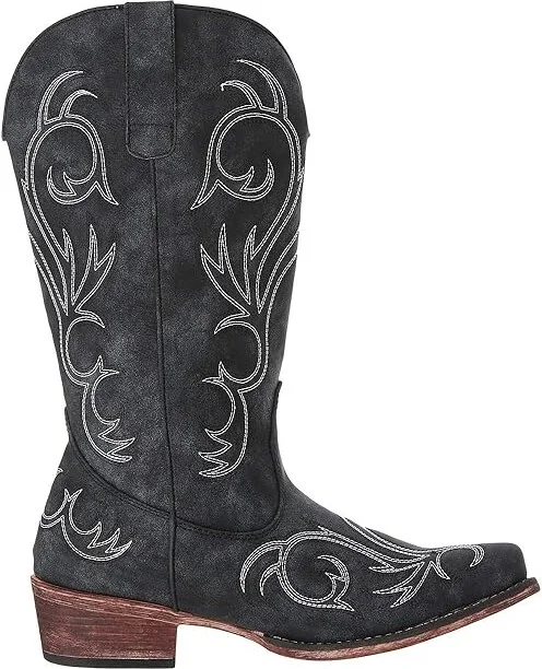 Roper Riley Women's Dress Shoes Black Faux Leather/All Over Embroidery : 10 M, Synthetic - Image 8