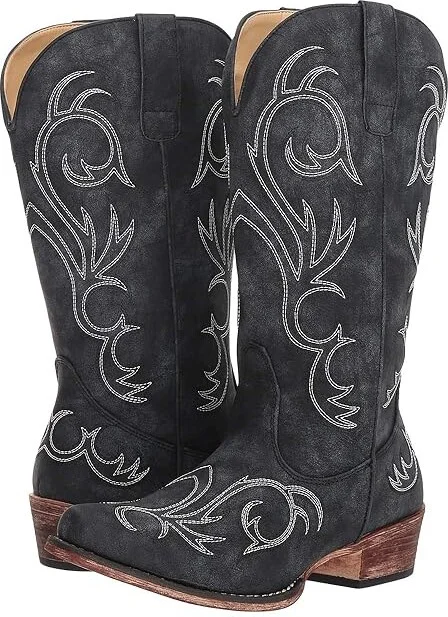 Black Faux Leather,all Over Embroidery