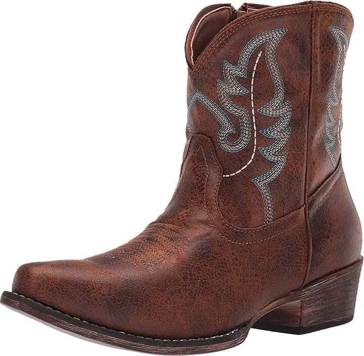 Roper Shay Cowboy Women's Boots Cognac Faux Leather : 10 M, Synthetic - Image 2