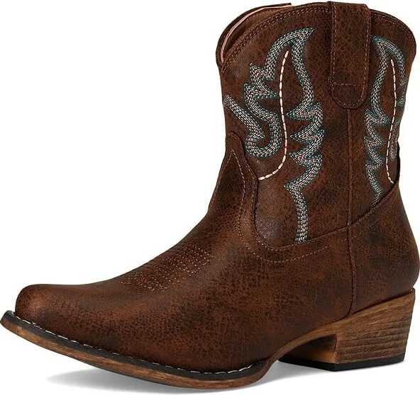 Roper Shay Cowboy Women's Boots Cognac Faux Leather : 10 M, Synthetic - Image 6