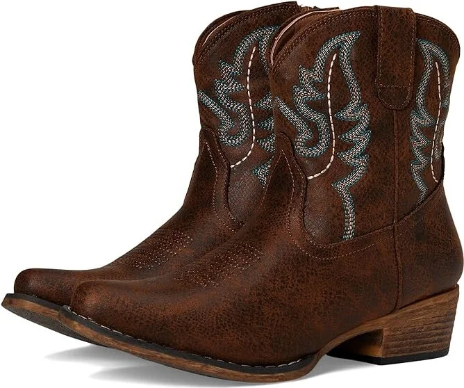 Roper Shay Cowboy Women's Boots Cognac Faux Leather : 10 M, Synthetic