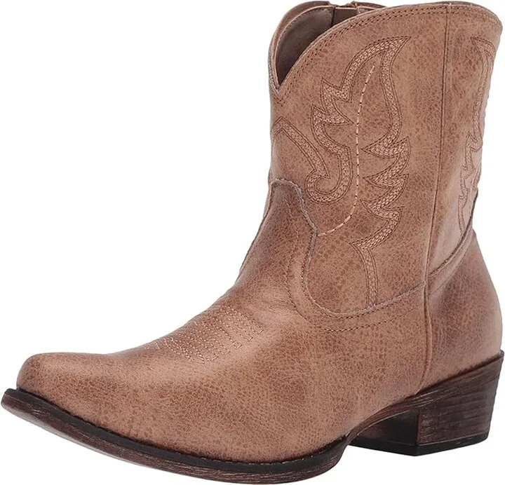 Roper Shay Cowboy Women's Boots Tan Faux Leather : 6.5 M, Synthetic - Image 2