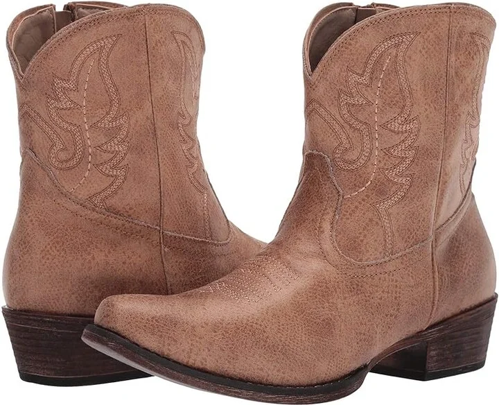 Roper Shay Cowboy Women's Boots Tan Faux Leather : 6.5 M, Synthetic
