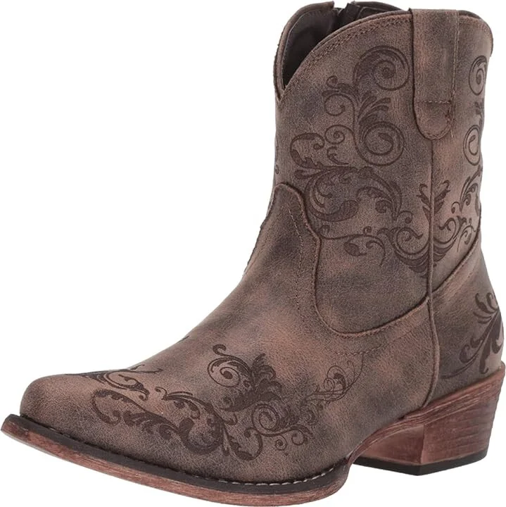 Roper Short Stuff Cowboy Women's Boots Vintage Brown Faux Leather : 10 M, Synthetic - Image 2