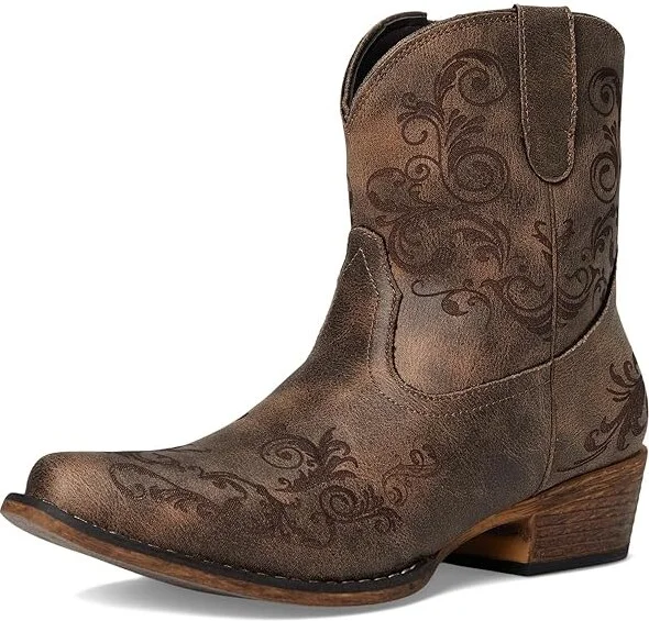 Roper Short Stuff Cowboy Women's Boots Vintage Brown Faux Leather : 10 M, Synthetic - Image 6