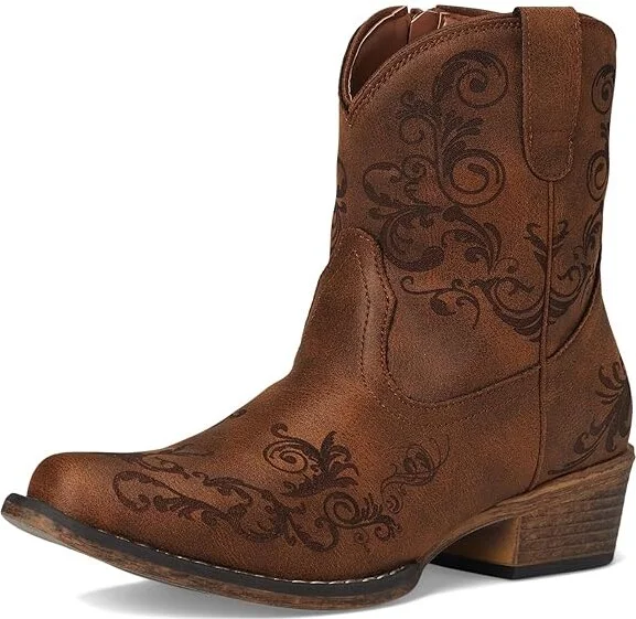 Roper Short Stuff Cowboy Women's Boots Vintage Cognac Faux Leather : 10 M, Synthetic - Image 6