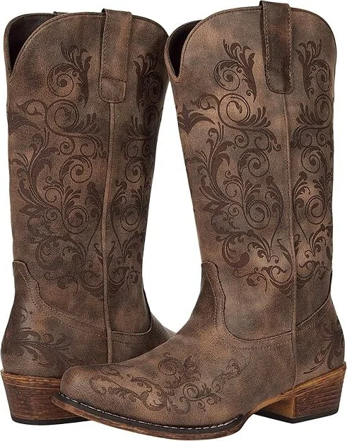 Roper Tall Stuff Women's Boots Brown Faux Leather : 10 M, Synthetic
