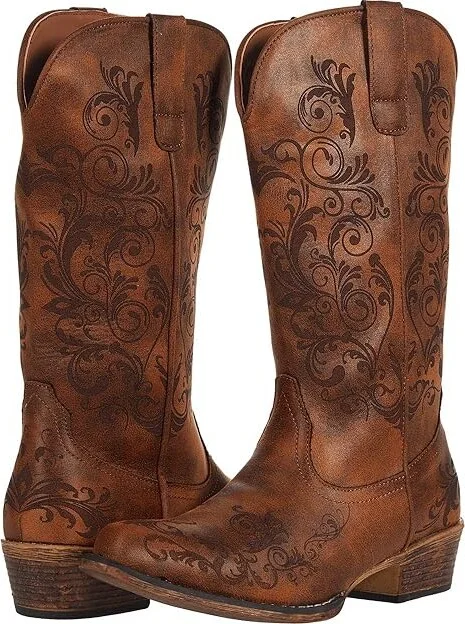 Roper Tall Stuff Women's Boots Tan Faux Leather : 10 M, Synthetic