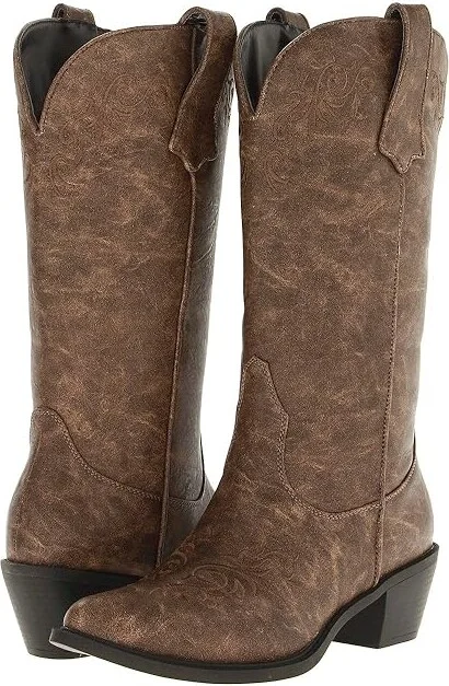Roper Western Embroidered Fashion Boot Cowboy Women's Boots Tan : 6 B - Medium, Synthetic