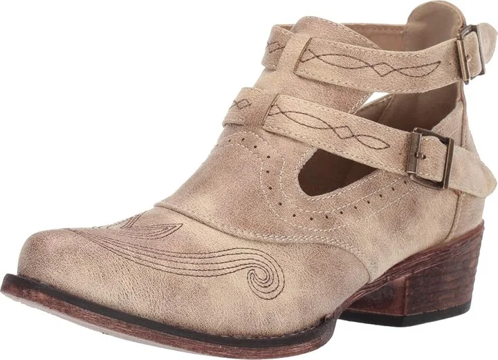 Roper Willa Cowboy Women's Boots Vintage Beige Faux Leather : 10 M, Synthetic - Image 2