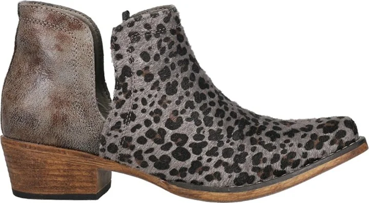 ROPER Womens Ava Leopard Snip Toe Casual Boots Ankle Low Heel 1-2" - Grey - Size 5 B