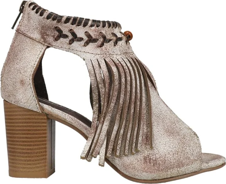 ROPER Womens Bettina Fringe Peep Toe Shootie Pumps Dress Casual Casual High Heel 3" & Up - Beige - Size 9.5 B