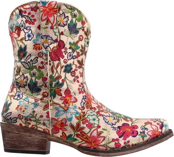 ROPER Womens Ingrid Floral Metallic Snip Toe Casual Boots Ankle Low Heel 1-2" - Multi - Size 7 B