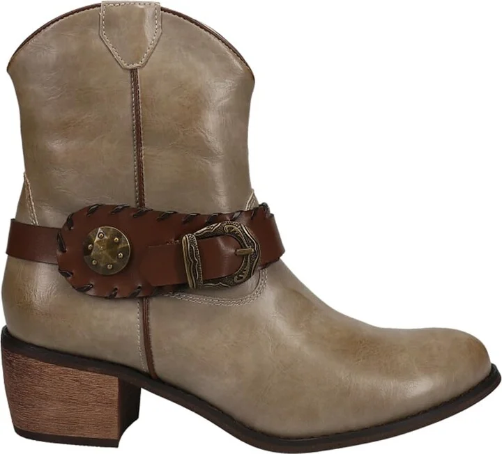 ROPER Womens Mae Round Toe Casual Boots Ankle Low Heel 1-2" - Beige - Size 5.5 B
