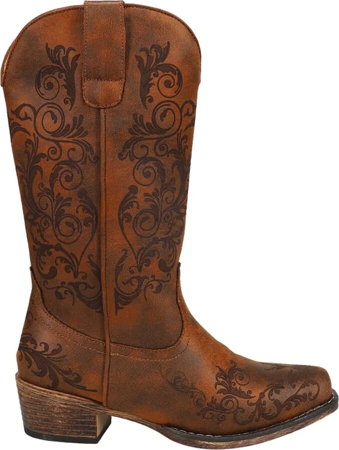 ROPER Womens Tall Stuff Snip Toe Casual Boots Mid Calf Low Heel 1-2" - Brown - Size 5 B