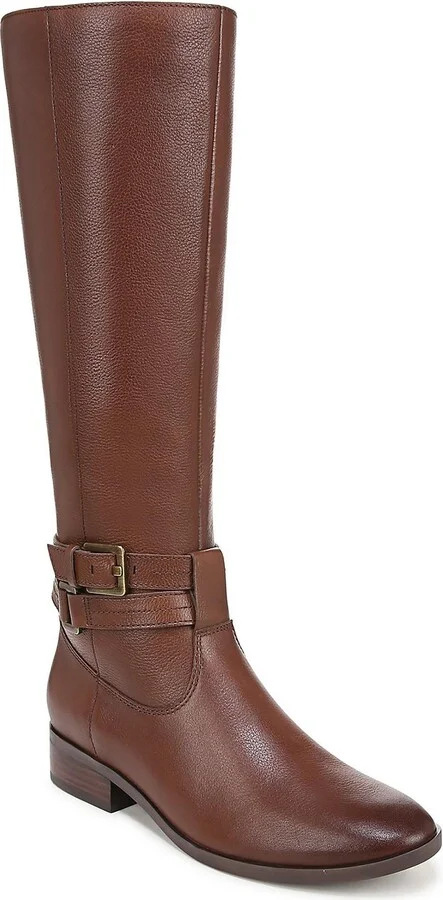 Rory Womens Leather Buckle Knee-High Boots