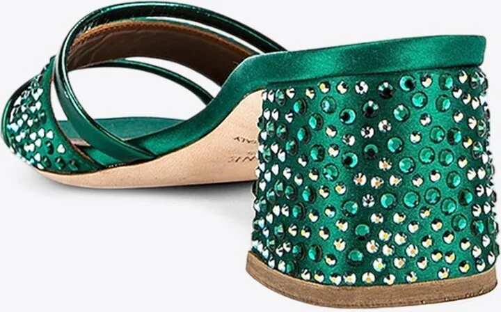 Rosa 45 Crystal Embellished Satin Mules - Image 2