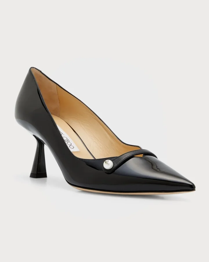 Rosalia Patent Pearly-Strap Pumps - Image 3