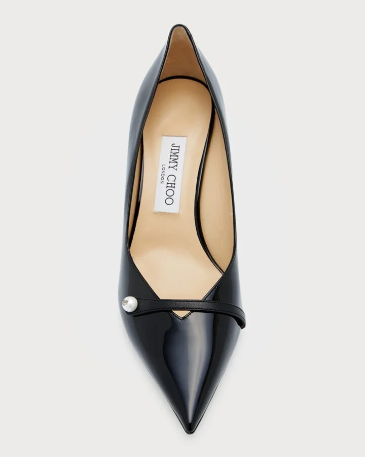 Rosalia Patent Pearly-Strap Pumps - Image 5