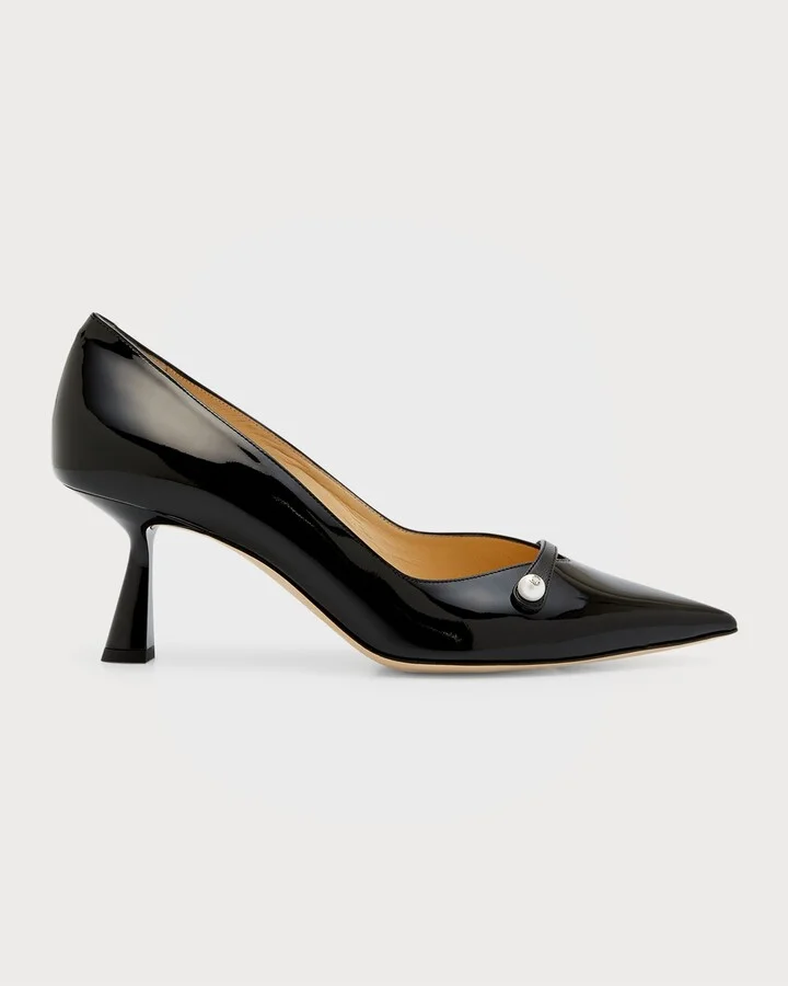 Rosalia Patent Pearly-Strap Pumps