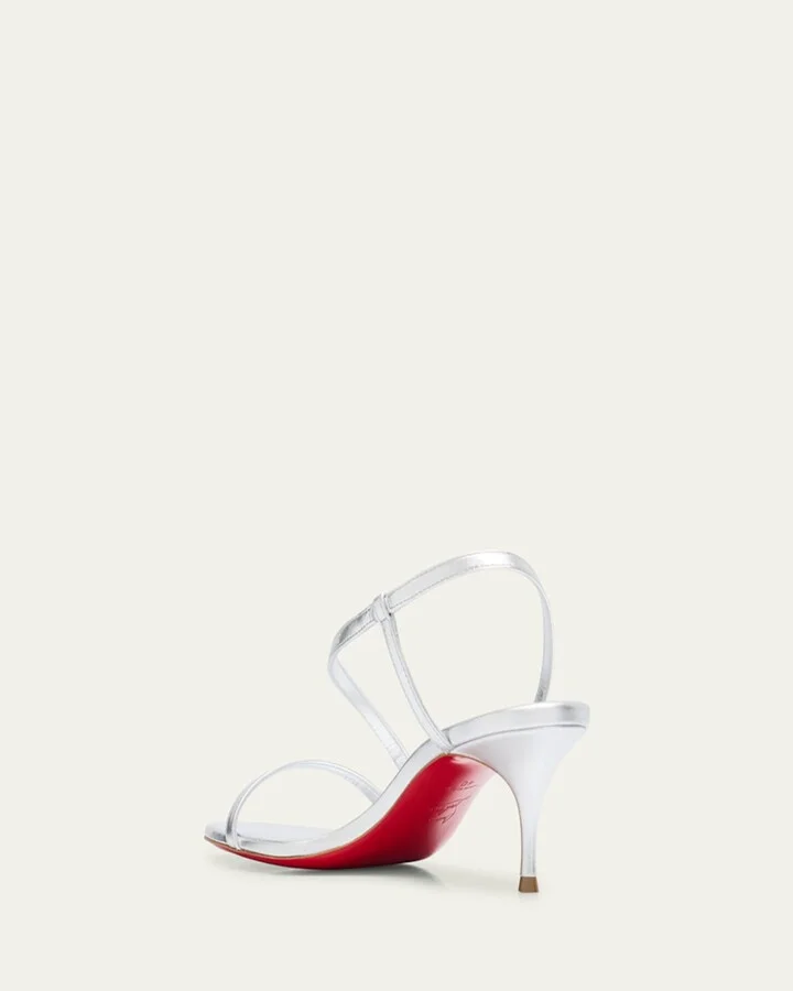 Rosalie Metallic Leather Red Sole Kitten-Heel Sandals - Image 3