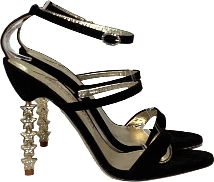 Rosalind Star High Heel Sandals in Black Suede