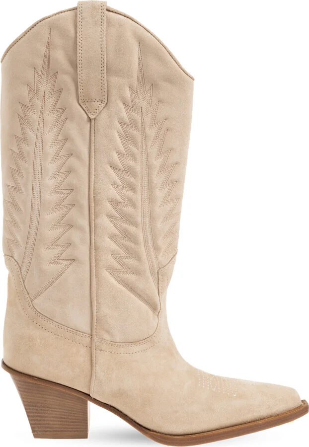 ‘Rosario' Heeled Cowboy Boots, , - Beige