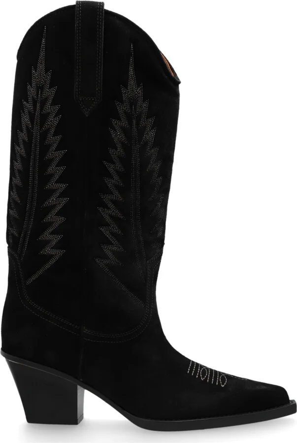 ‘Rosario’ Heeled Cowboy Boots, , - Black