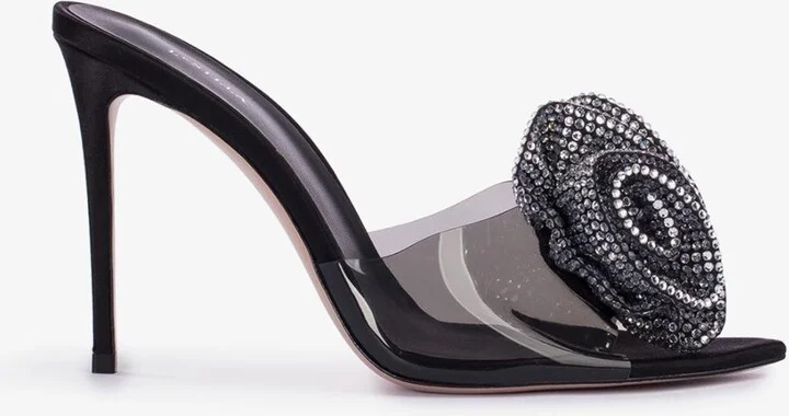 Rose 110 Crystal Embellished Plexi Mules