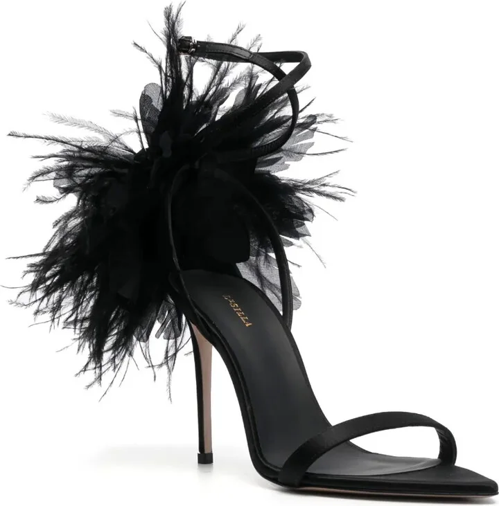 Rose 110mm feather-detailing sandals - Image 2