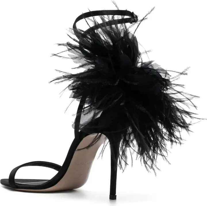 Rose 110mm feather-detailing sandals - Image 3