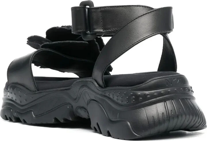 Rose-Appliqué 60mm Leather Sandals - Image 3