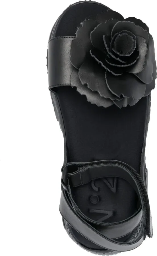 Rose-Appliqué 60mm Leather Sandals - Image 4