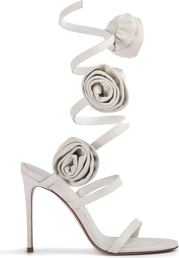 Rose floral-appliqué sandals