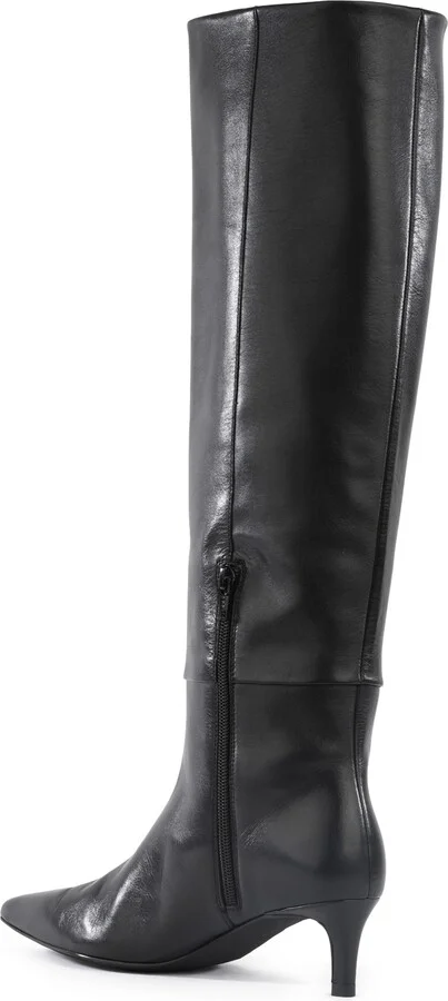 Rose Pointed Toe Over the Knee Kitten Heel Boot - Image 2