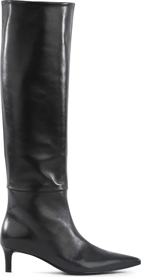 Rose Pointed Toe Over the Knee Kitten Heel Boot - Image 3