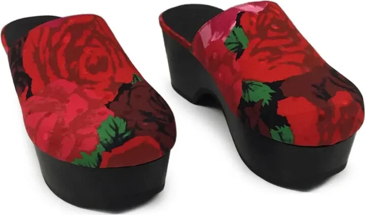 Rose-Print Platform Mules - Image 2