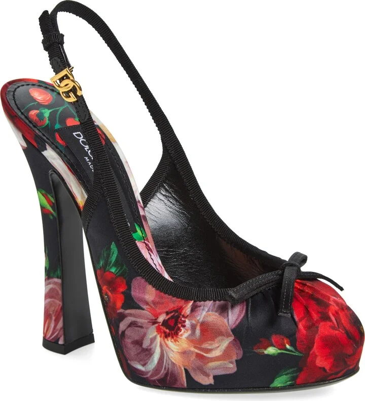 Rose Print Slingback Pump