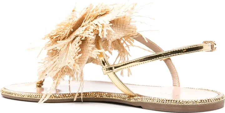 Rose raffia-weave flat sandals - Image 3
