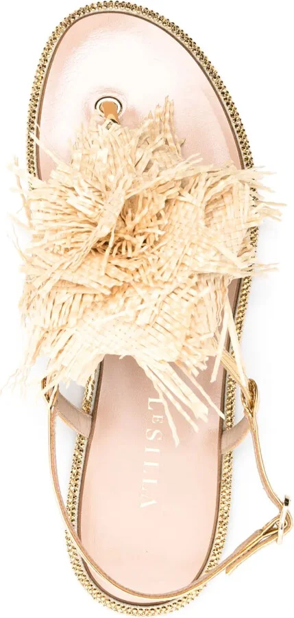 Rose raffia-weave flat sandals - Image 4