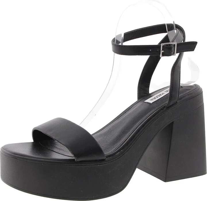Rosetta Womens Buckle Faux Leather Platform Sandals