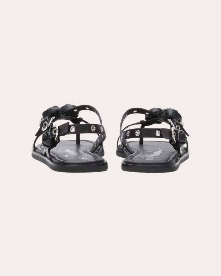 Rosette-Embellished Leather Sandal - Image 3