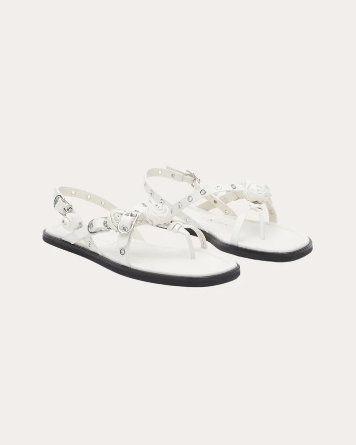 Rosette-Embellished Leather Sandal - Image 2