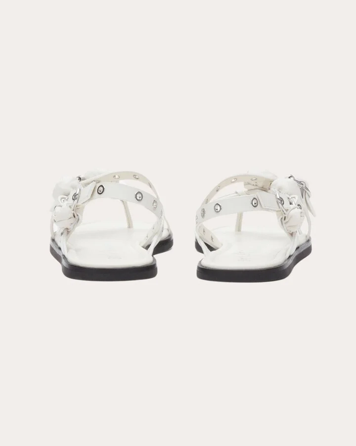 Rosette-Embellished Leather Sandal - Image 3