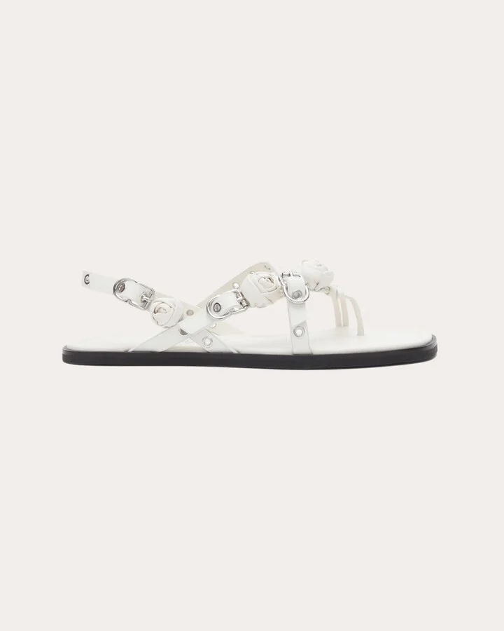 Rosette-Embellished Leather Sandal